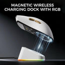 MOUSE MCHOSE K7 ULTRA | BASE DE CARGA | INALAMBRICO | 8000 Hz | BLANCO-DORADO | PRE-VENTA