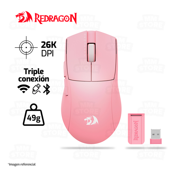 MOUSE REDRAGON K1NG PRO (1K HZ) M916-PRO-1K | INALAMBRICO | 26,000 DPI | ROSADO