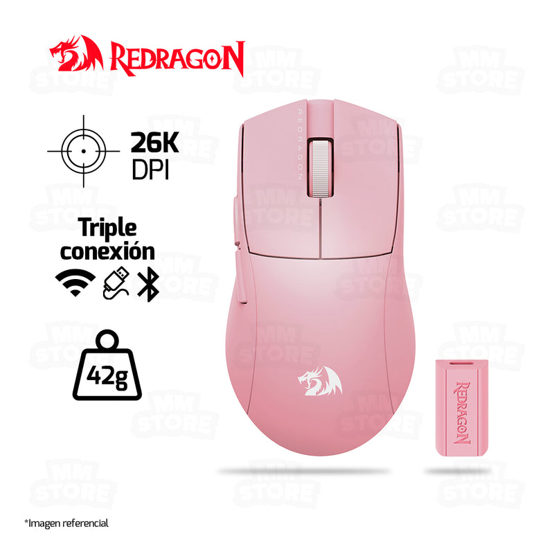 MOUSE REDRAGON K1NG PRO (4K HZ) M916P-PRO-4K | INALAMBRICO | 26,000 DPI | ROSADO