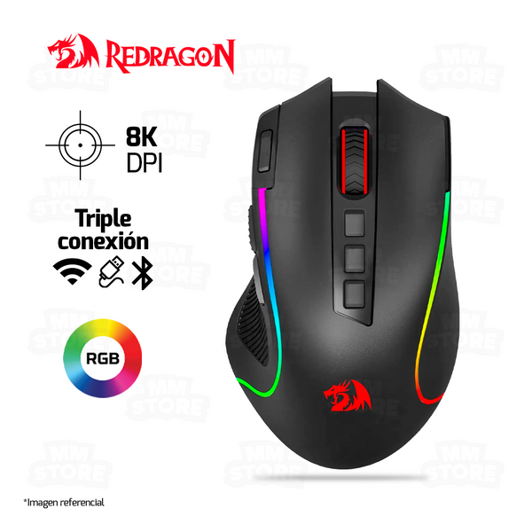 MOUSE REDRAGON PREDATOR PRO M612PRO | INALAMBRICO | 8,000 DPI | RGB | NEGRO