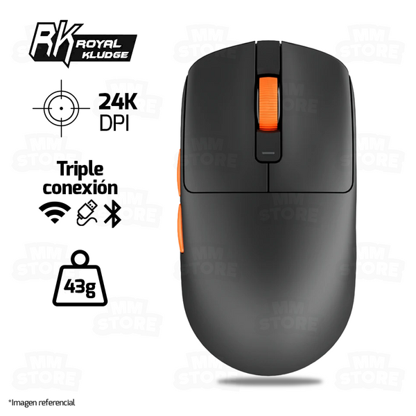 MOUSE ROYAL KLUDGE M30 | INALAMBRICO | NEGRO-NARANJA