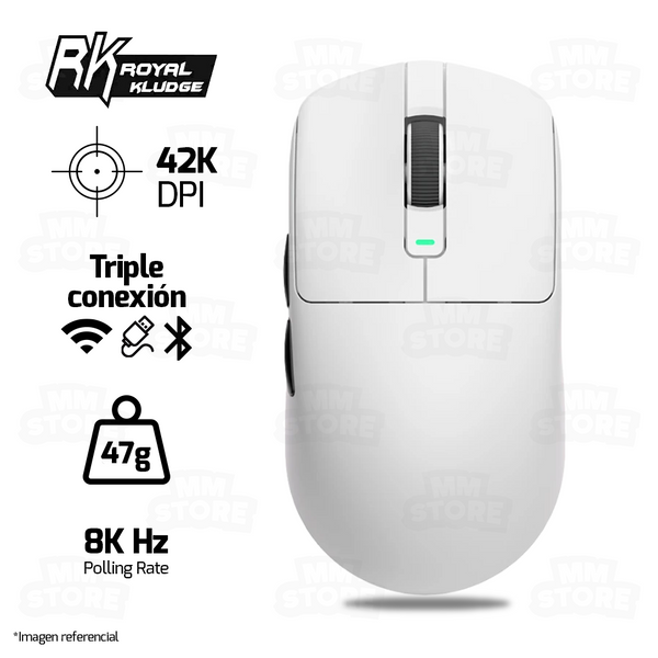 MOUSE ROYAL KLUDGE M3 | INALAMBRICO | 8,000 Hz | 42,000 DPI | BLANCO