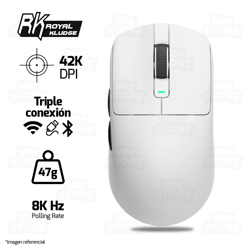 MOUSE ROYAL KLUDGE M3 | INALAMBRICO | 8,000 Hz | 42,000 DPI | BLANCO
