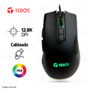 MOUSE TEROS TE-1211G | 12,800 DPI | RGB | NEGRO