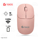 MOUSE TEROS TE-1218S | INALAMBRICO | 1,000 DPI | ROSADO
