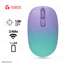 MOUSE TEROS TE-1224S | INALAMBRICO | 1,600 DPI | DEGRADADO AURORA BOREAL