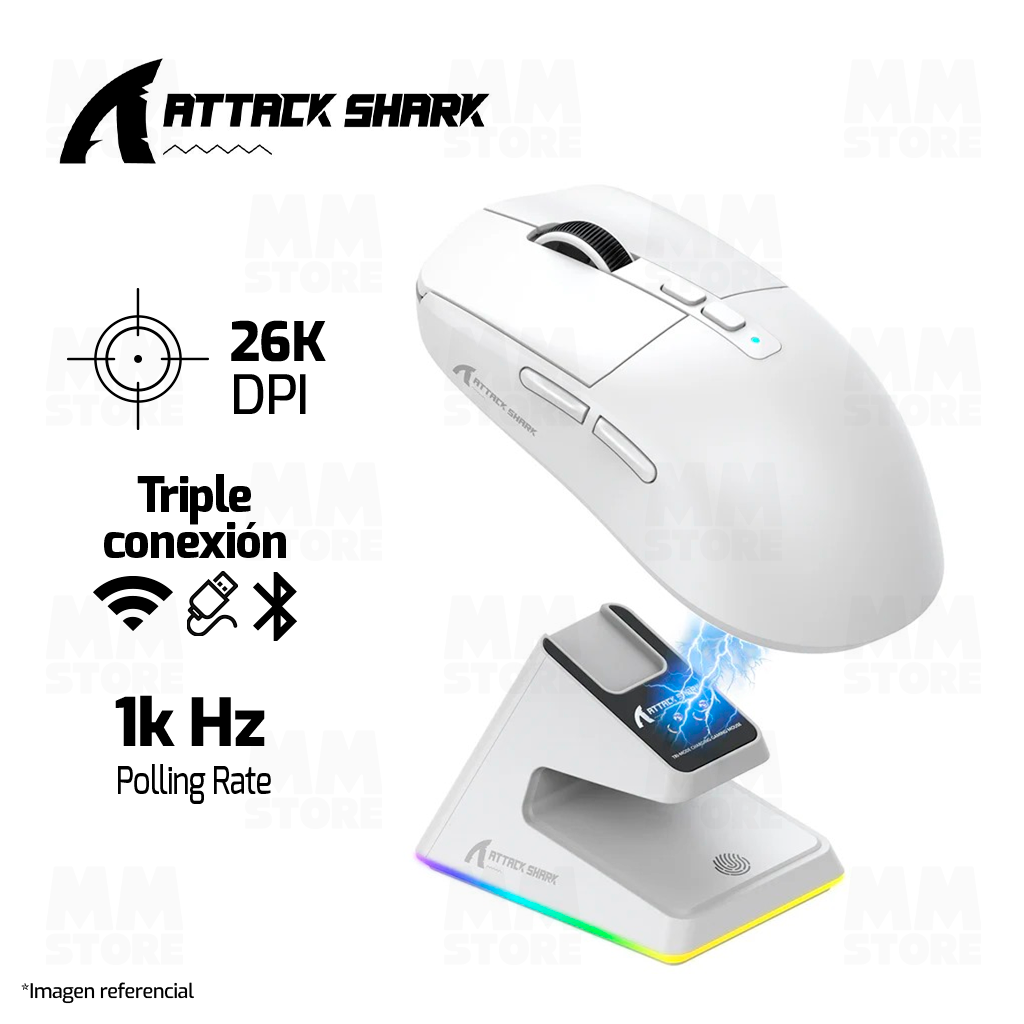 MOUSE ATTACK SHARK X6 | BASE DE CARGA | INALAMBRICO | 26,000 DPI | BLA