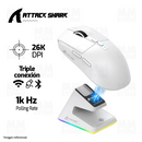 MOUSE ATTACK SHARK X6 | BASE DE CARGA | INALAMBRICO | 26,000 DPI | BLANCO