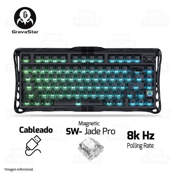 TECLADO GRAVASTAR MERCURY V75 HE | RGB | MAGNETICO| SW GRAVASTAR X GATERON JADE PRO | STEALTH-BLACK