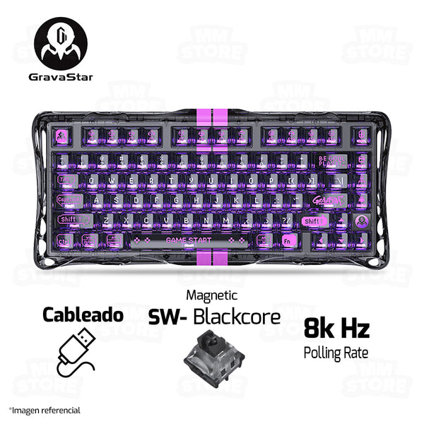 TECLADO GRAVASTAR MERCURY V75 HE LITE | RGB | CABLEADO | SW MAGNETICO GRAVASTAR BLACKCORE | TRANSPARENT-BLACK