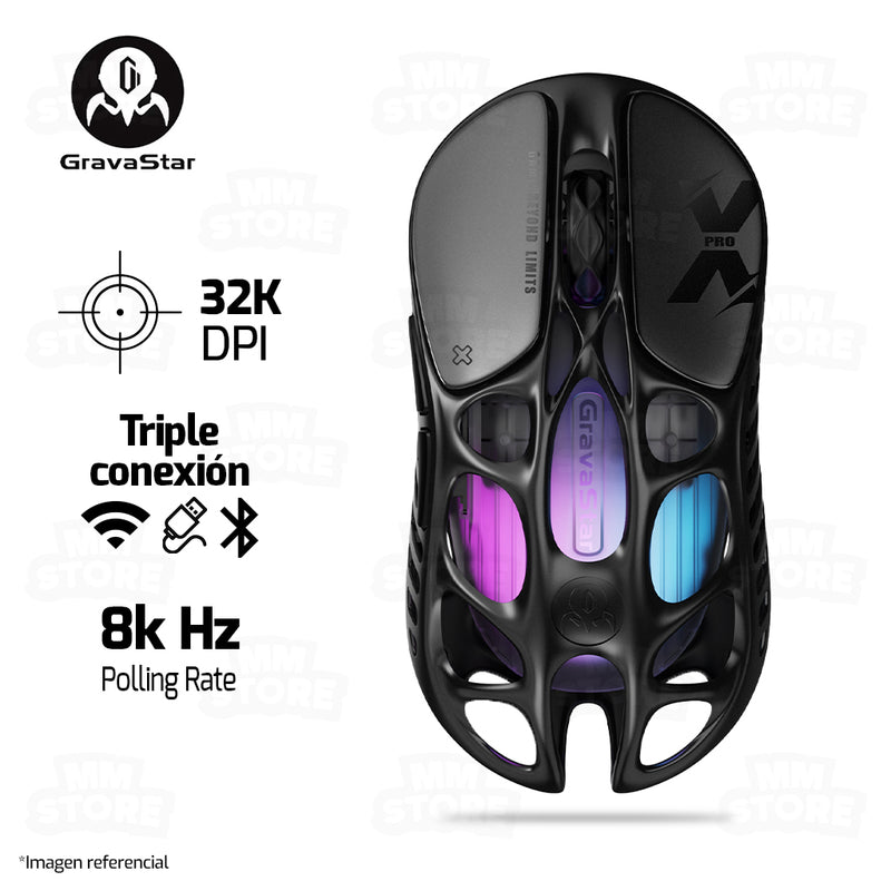 MOUSE GRAVASTAR MERCURY X PRO | INALAMBRICO | 8000 HZ | 32,000 DPI | GALAXY-BLACK