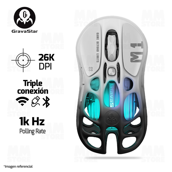 MOUSE GRAVASTAR MERCURY M1 PRO | INALAMBRICO | 26,000 DPI | NEGRO-DEGRADADO