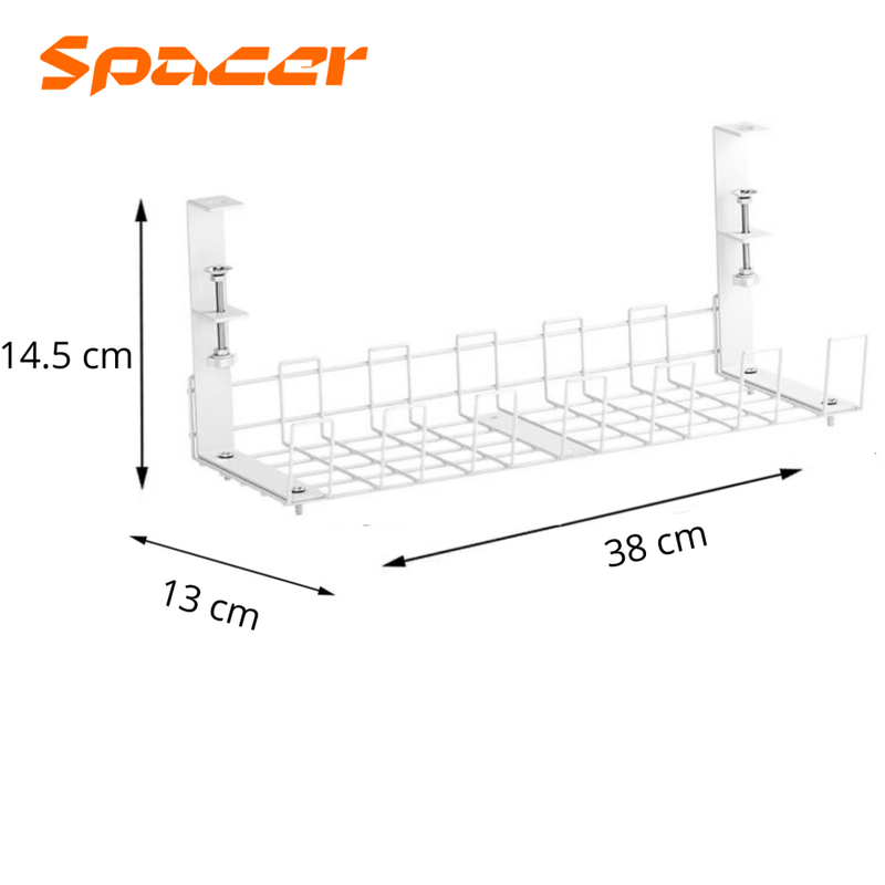 ORGANIZADOR DE CABLES SPACER SB038 | 38 X 13 CM | 7KG | BLANCO