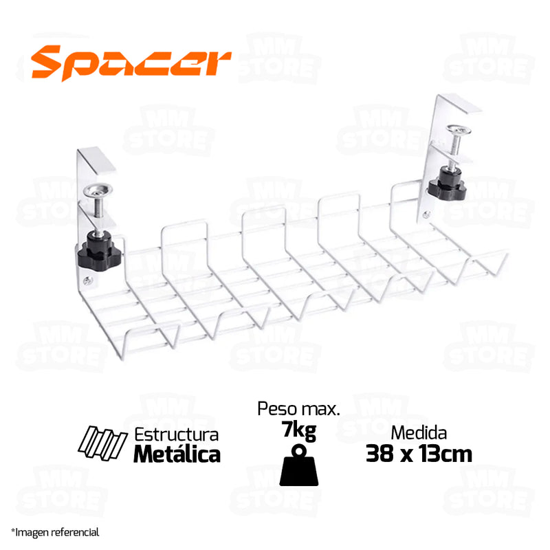ORGANIZADOR DE CABLES SPACER SB038 | 38 X 13 CM | 7KG | BLANCO