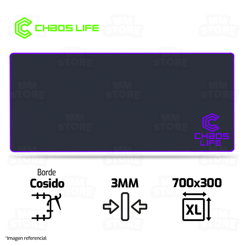 PAD MOUSE CHAOS LIFE | XL | 700 X 300 X 3MM | BORDE MORADO