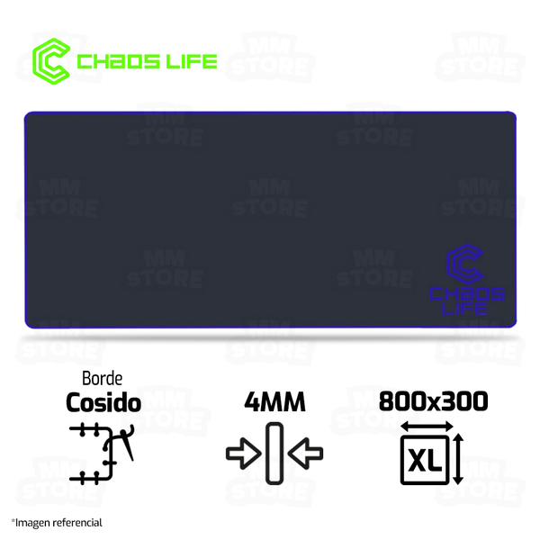 PAD MOUSE CHAOS LIFE | XL | 800 X 300 X 4MM | BORDE AZUL
