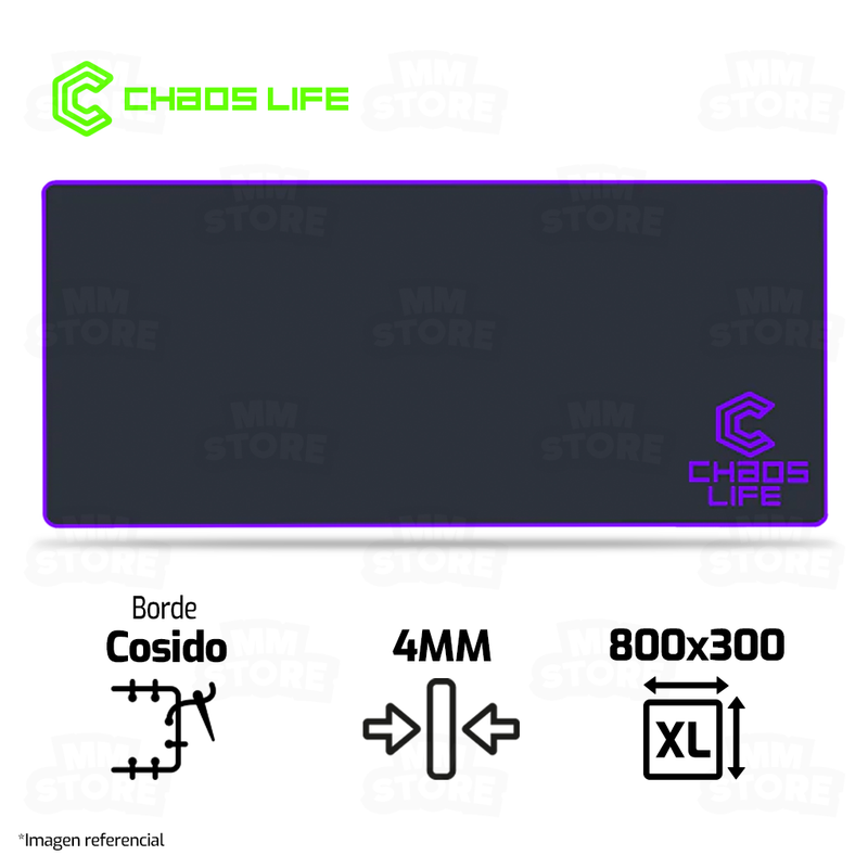 PAD MOUSE CHAOS LIFE | XL | 800 X 300 X 4MM | BORDE MORADO