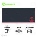 PAD MOUSE CHAOS LIFE | XXL | 900 X 400 X 4MM | BORDE ROJO