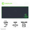 PAD MOUSE CHAOS LIFE | XXL | 900 X 400 X 4MM | BORDE VERDE
