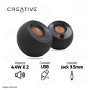 PARLANTE 2.0 CREATIVE PEBBLE | 3.5MM | USB | NEGRO