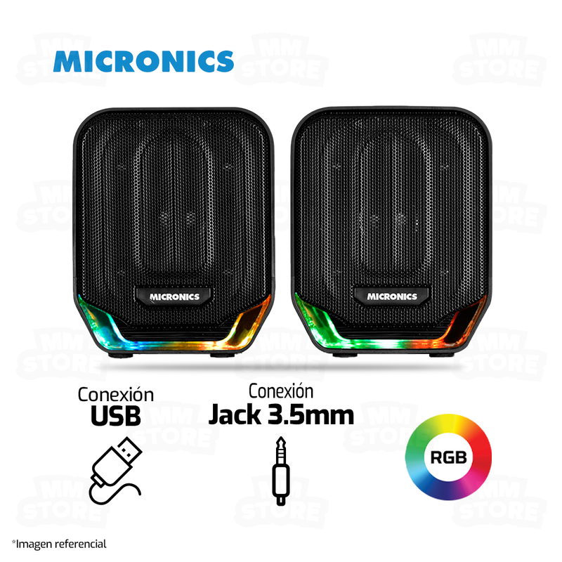 PARLANTE 2.0 MICRONICS FEELING MIC S405 | 3.5MM | USB | RGB