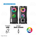 PARLANTE 2.0 MICRONICS WINNER - MIC S325 | 3.5MM | USB | RGB