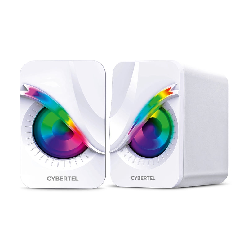 PARLANTE 2.0 CYBERTEL EXXPERT CBX S301W | 3.5MM | USB | RGB | BLANCO