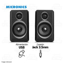 PARLANTE 2.0 MICRONICS IRON MIC S314B | 3.5MM | USB | RGB | NEGRO