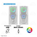 PARLANTE 2.0 MICRONICS MILANO MIC S310 | 3.5MM | USB | RGB | BLANCO