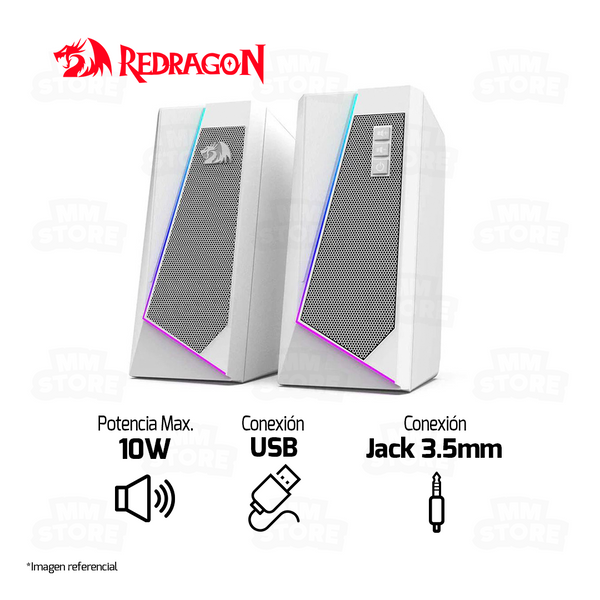 PARLANTE 2.0 REDRAGON ANVIL GS520W | 3.5MM | USB | RGB | BLANCO