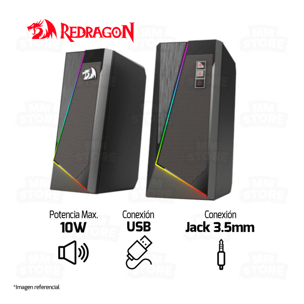 PARLANTE 2.0 REDRAGON ANVIL GS520 | 3.5MM | USB | RGB | NEGRO