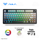 TECLADO AULA F75 | INALAMBRICO |  MECANICO | SW-GREEN | RGB | NEGRO - GRIS DEGRADADO