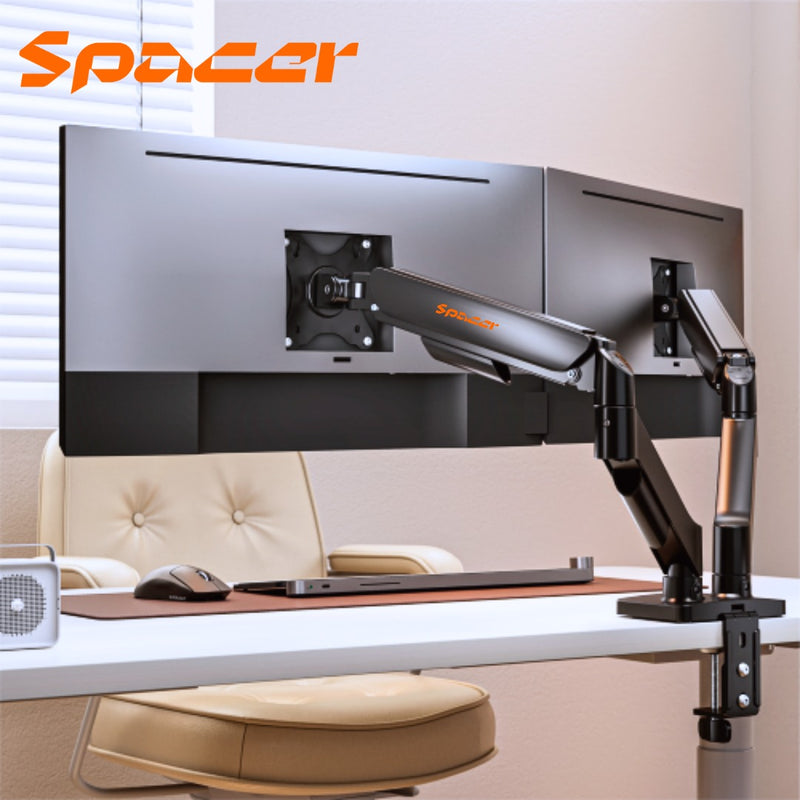 BRAZO - RACK PARA 2 MONITORES SPACER LDT97-C024E | HIDRAULICO | 17"-32"