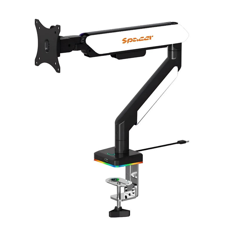 BRAZO - RACK PARA MONITOR SPACER SB90 | HIDRAULICO | RGB | 22"-42" | USB 3.0 | BLANCO