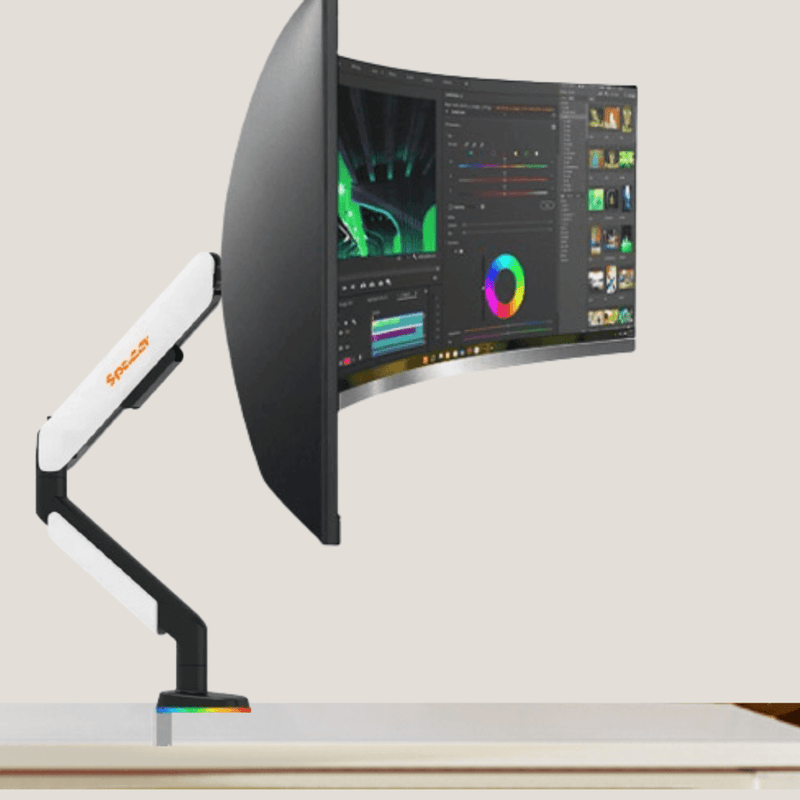 BRAZO - RACK PARA MONITOR SPACER SB90 | HIDRAULICO | RGB | 22"-42" | USB 3.0 | BLANCO