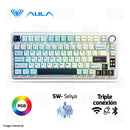 TECLADO AULA S75 PRO | INALAMBRICO | SW-SEIYA | INGLES | RGB | BLANCO-CELESTE-NEGRO