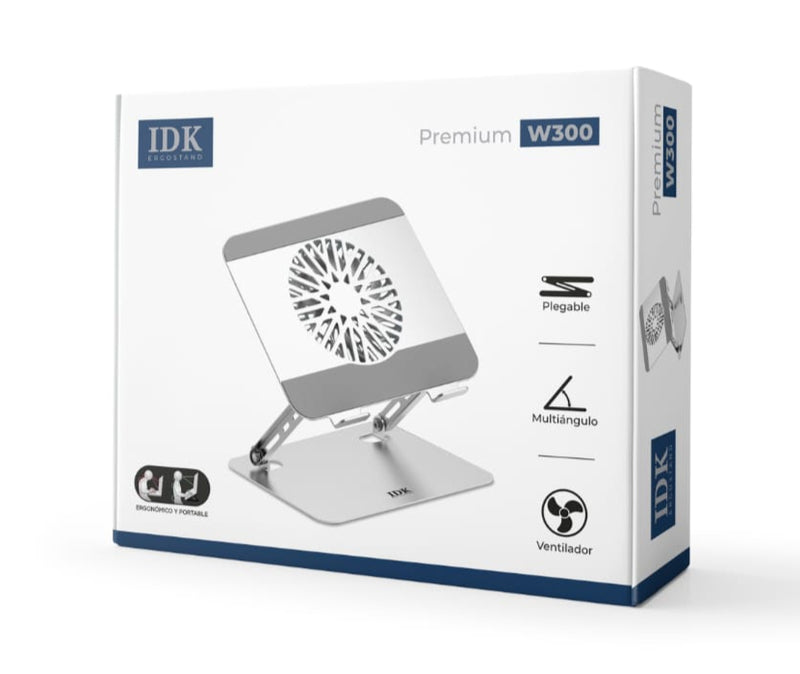 SOPORTE PARA LAPTOP IDK PREMIUM W300 | 1 VENTILADOR | PLATEADO