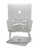 SOPORTE PARA LAPTOP IDOCK GALAXY I60 360° 3.0 | ALUMINIO |  1 VENTILADOR | 04 USB 3.0 | PLATEADO