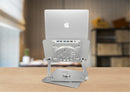 SOPORTE PARA LAPTOP IDOCK GALAXY I60 360° 3.0 | ALUMINIO |  1 VENTILADOR | 04 USB 3.0 | PLATEADO