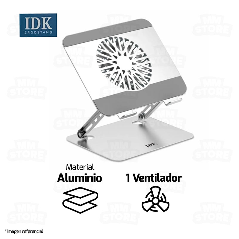 SOPORTE PARA LAPTOP IDK PREMIUM W300 | 1 VENTILADOR | PLATEADO