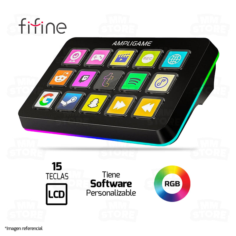 STREAMING DECK FIFINE D6 | LCD | 15 TECLAS | NEGRO