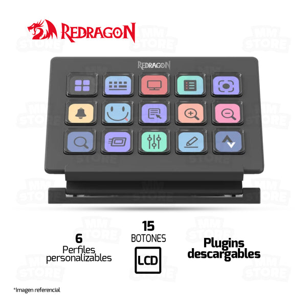STREAMING DECK REDRAGON STREAMCRAFT SS550 | LCD | 15 TECLAS | NEGRO