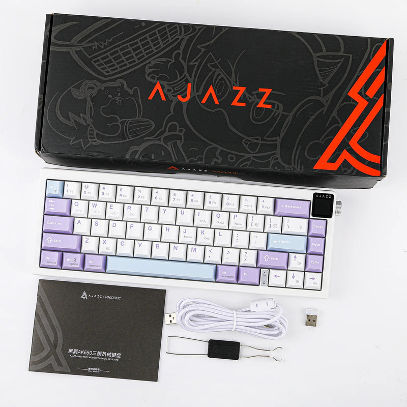 TECLADO AJAZZ AK650 | INALAMBRICO | RGB | SW-DREAM WEAVER | MORADO-BLANCO-AZUL