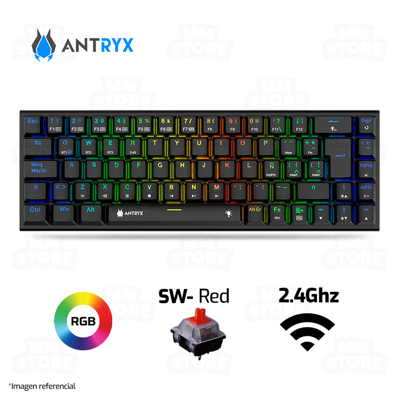 TECLADO ANTRYX MK825 | INALAMBRICO | MECANICO | SW-RED | RGB | NEGRO