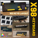 TECLADO ATTACK SHARK X98 | INALAMBRICO | SW LINEAR BLUEBERRY | RGB | NEGRO - AMARILLO