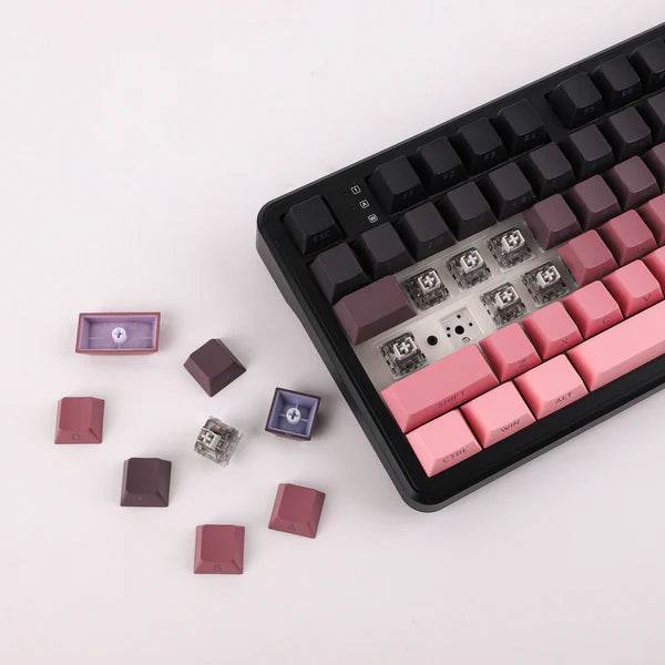 TECLADO AULA F108 PRO | INALAMBRICO | MECANICO | SW-YELLOW | RGB | ROSADO DEGRADADO