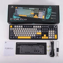 TECLADO AULA F108 PRO | INGLES | INALAMBRICO | MECANICO | SW-GREEN | RGB | NEGRO - GRIS - AMARILLO