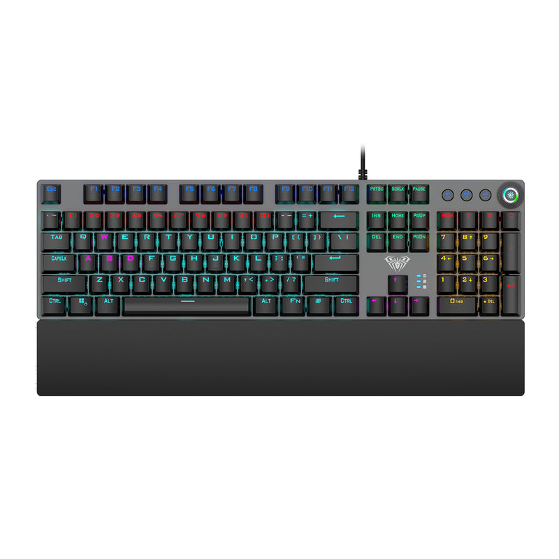 TECLADO AULA F2058 | MECANICO | SW-BLUE | RAINBOW | NEGRO