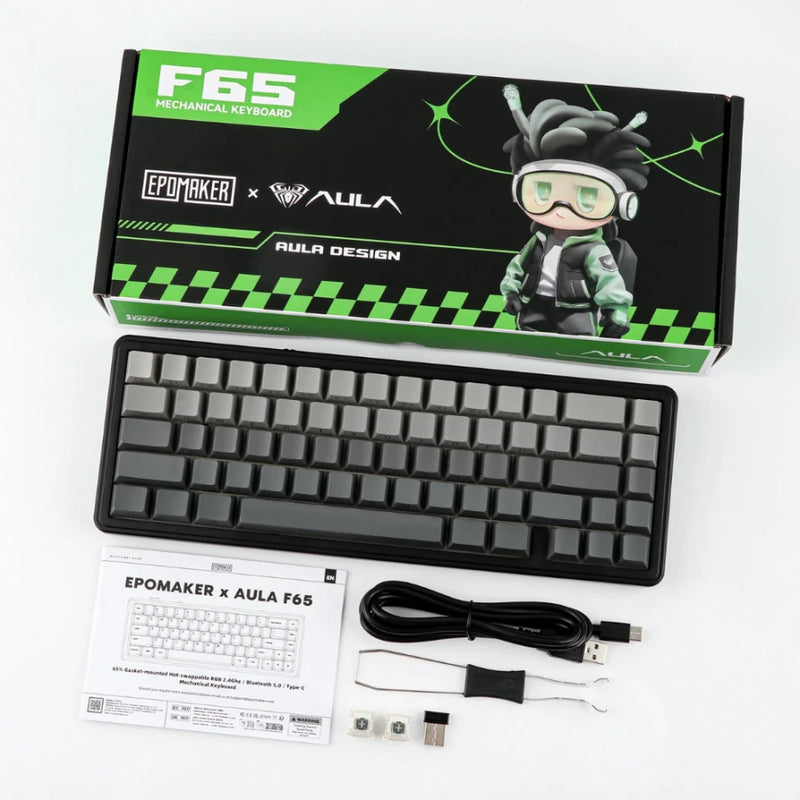 TECLADO AULA F65 | INALAMBRICO | MECANICO | SW-GRAY | RGB | NEGRO DEGRADADO