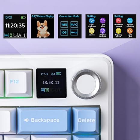 TECLADO AULA F75 MAX | INALAMBRICO | MECANICO | SW-GREEN | RGB | BLANCO - AZUL - MORADO